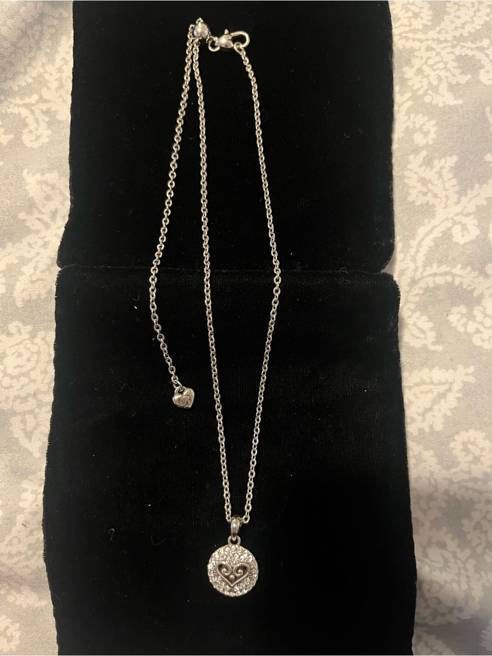 Brighton Collectibles Alcazar Silver Heart Crystal Disc Necklace